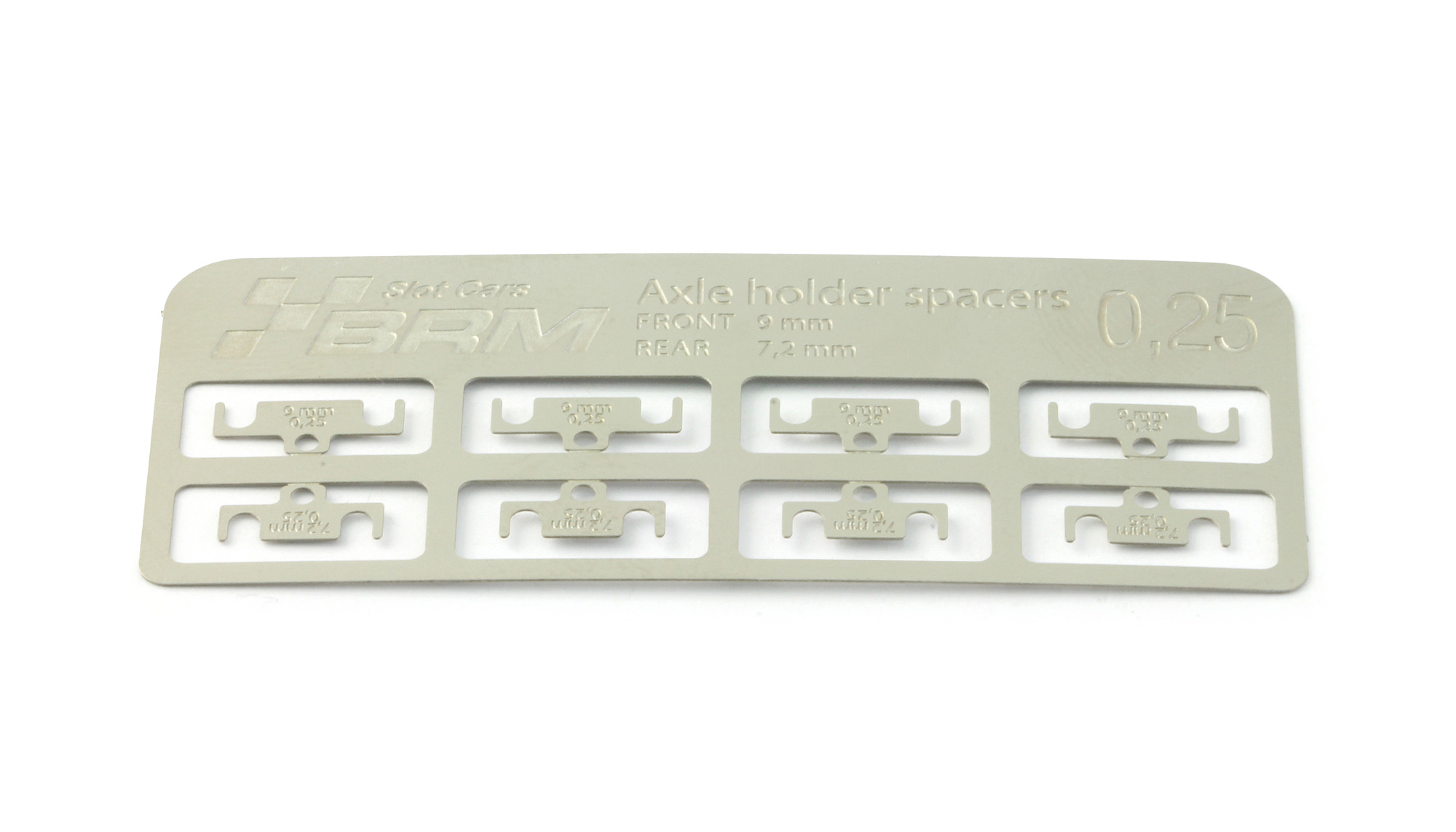 BRM Achshalter-Distanzen 0,25mm zur Chassistieferlegung (Metall) f.Slotcars